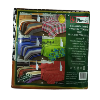 JINA405K PHENIX SABANA KING  SABANA CON RUCHA Y CORTINA