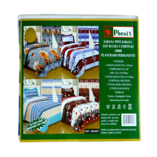 JINA405T SABANA TWIN CON RUCHA Y CORTINAS